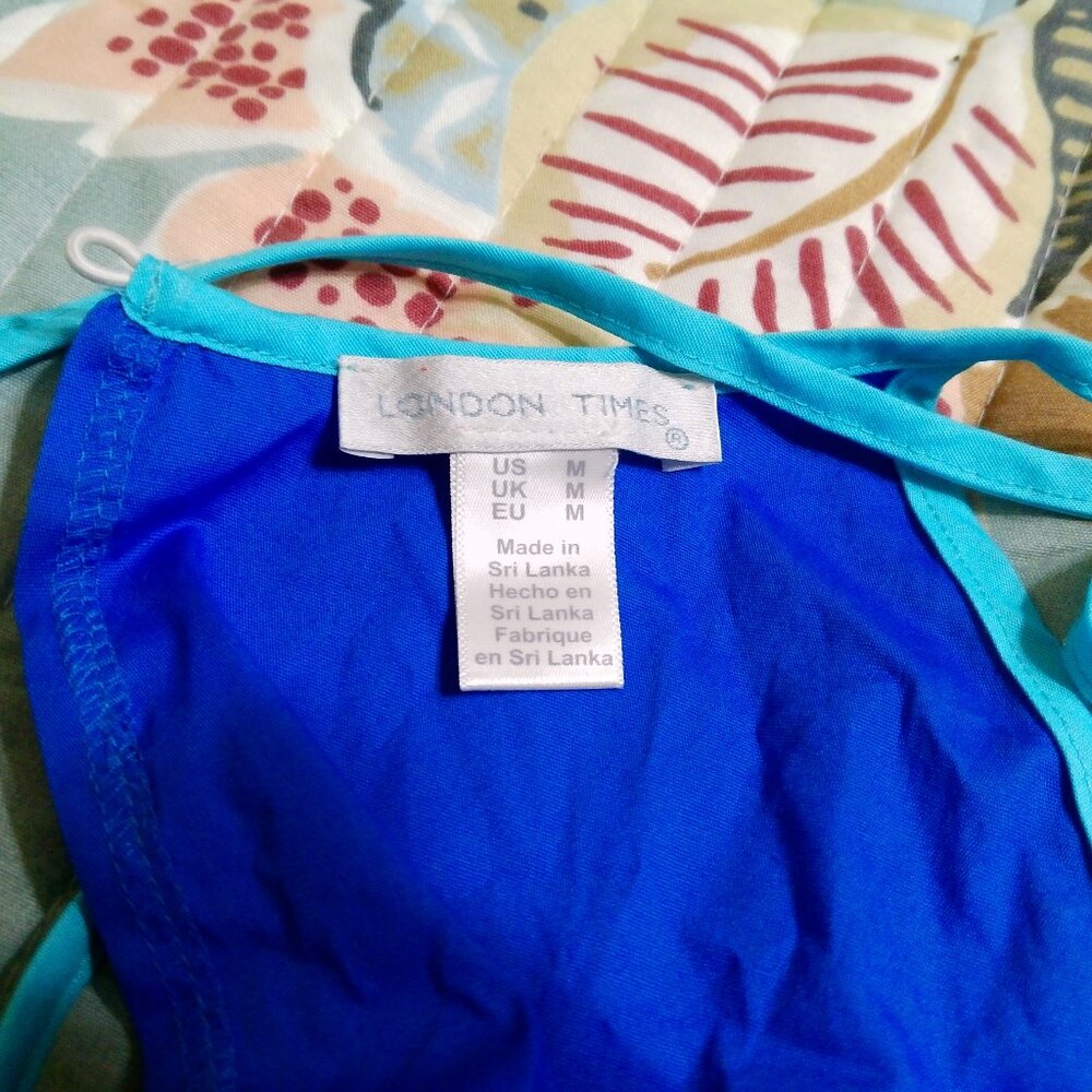 LONDON TIMES BLUE DRESS SIZE MED LONG PEASANT DRESS - Picture 2 of 5